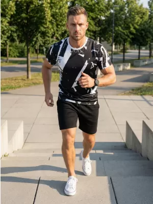 Pánské funkční triko premium ALTISPORT VOJ/ALM079TR01 ČERNOBÍLÁ