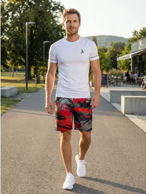 Pánské funkční šortky premium ALTISPORT VOJ/ALM014KRA01 ČERNOČERVENÁ
