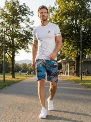 Pánské funkční šortky premium ALTISPORT VOJ/ALM014KRA01 ČERNÁ/PETROLEJOVÁ