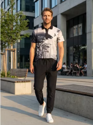 Pánské funkční triko s límečkem premium ALTISPORT VOJ/ALM103TR05 ČERNÝ-LES