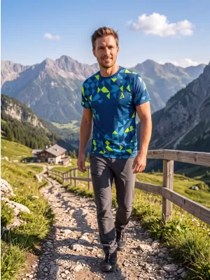 Pánské funkční triko premium ALTISPORT VOJ/ALM108TR01 NAVY-NEON ŽLUTÁ