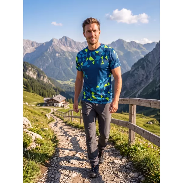  Pánské funkční triko premium ALTISPORT VOJ/ALM108TR01 NAVY-NEON ŽLUTÁ 