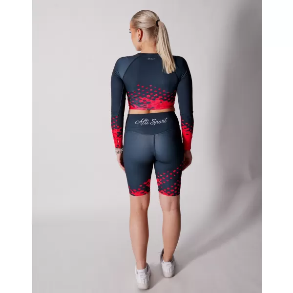  Dámské legíny nad kolena premium ALTISPORT VOJ/ALW109LEG02 ČERVENO-ČERNÁ 