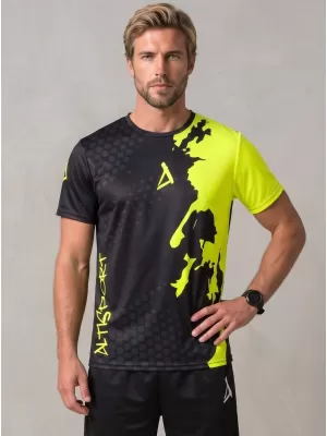 Pánské funkční triko premium ALTISPORT VOJ/ALM112TR01 ČERNÁ-FLUO YELLOW