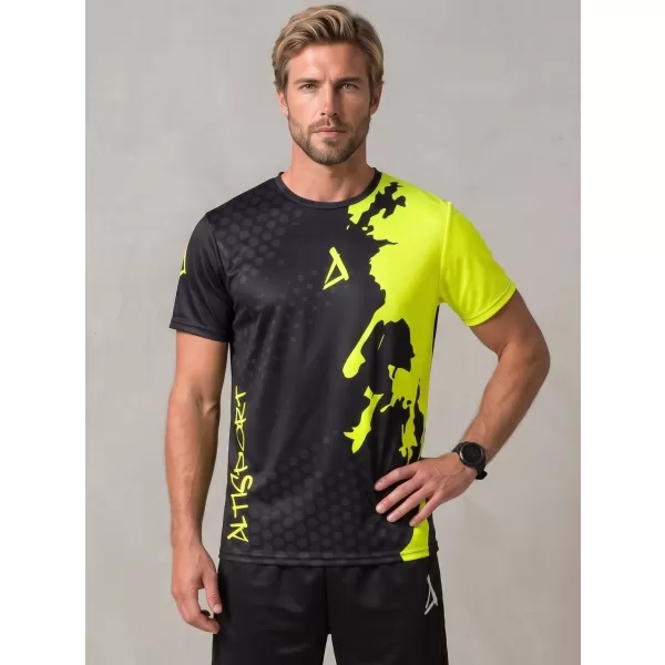  Pánské funkční triko premium ALTISPORT VOJ/ALM112TR01 ČERNÁ-FLUO YELLOW 