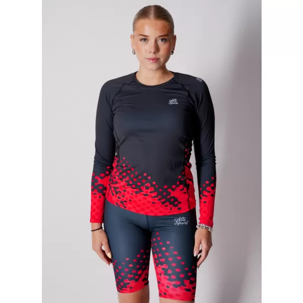  Dámské funkční triko s dlouhým rukávem premium ALTISPORT VOJ/ALW109TR03 ČERVENO-ČERNÁ 
