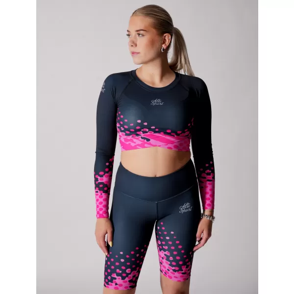  Dámský funkční crop top premium ALTISPORT VOJ/ALW109TR04 RŮŽOVO-ČERNÁ 