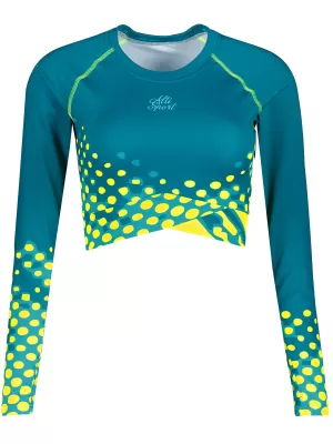 Dámský funkční crop top premium ALTISPORT VOJ/ALW109TR04 EMERALD/FLUO YELLOW