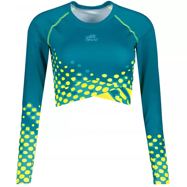  Dámský funkční crop top premium ALTISPORT VOJ/ALW109TR04 EMERALD/FLUO YELLOW 