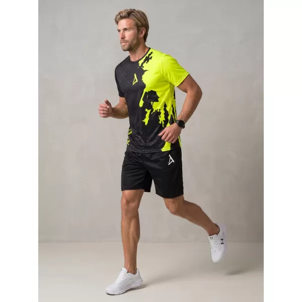  Pánské funkční triko premium ALTISPORT VOJ/ALM112TR01 ČERNÁ-FLUO YELLOW 