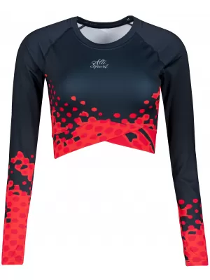 Dámský funkční crop top premium ALTISPORT VOJ/ALW109TR04 ČERVENO-ČERNÁ