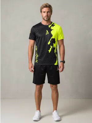 Pánské funkční triko premium ALTISPORT VOJ/ALM112TR01 ČERNÁ-FLUO YELLOW