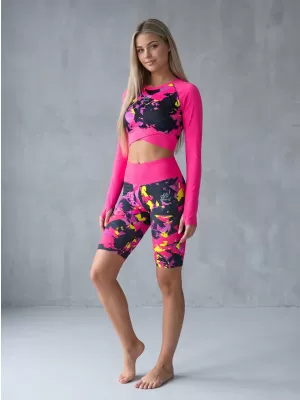 Dámský funkční crop top premium ALTISPORT VOJ/ALW110TR04 RŮŽOVOČERNÁ