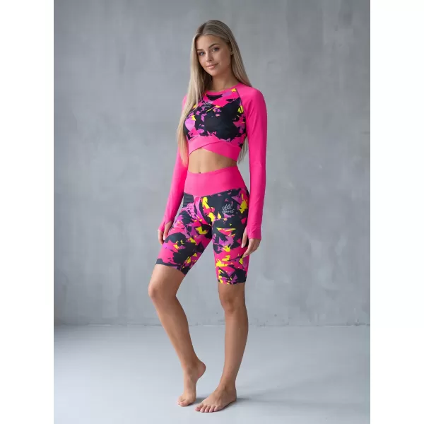  Dámský funkční crop top premium ALTISPORT VOJ/ALW110TR04 RŮŽOVOČERNÁ 