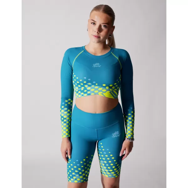  Dámský funkční crop top premium ALTISPORT VOJ/ALW109TR04 EMERALD/FLUO YELLOW 