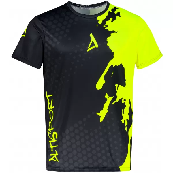  Pánské funkční triko premium ALTISPORT VOJ/ALM112TR01 ČERNÁ-FLUO YELLOW 