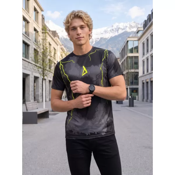  Pánské funkční triko premium ALTISPORT VOJ/ALM113TR01 ČERNÁ-FLUO YELLOW 