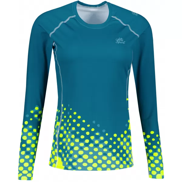  Dámské funkční triko s dlouhým rukávem premium ALTISPORT VOJ/ALW109TR03 EMERALD/FLUO YELLOW 