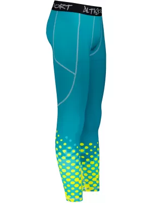 Pánské sportovní legíny dlouhé premium ALTISPORT VOJ/ALM109LEG01 EMERALD-FLUO