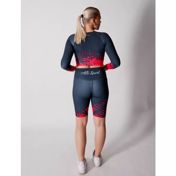  Dámský funkční crop top premium ALTISPORT VOJ/ALW109TR04 ČERVENO-ČERNÁ 