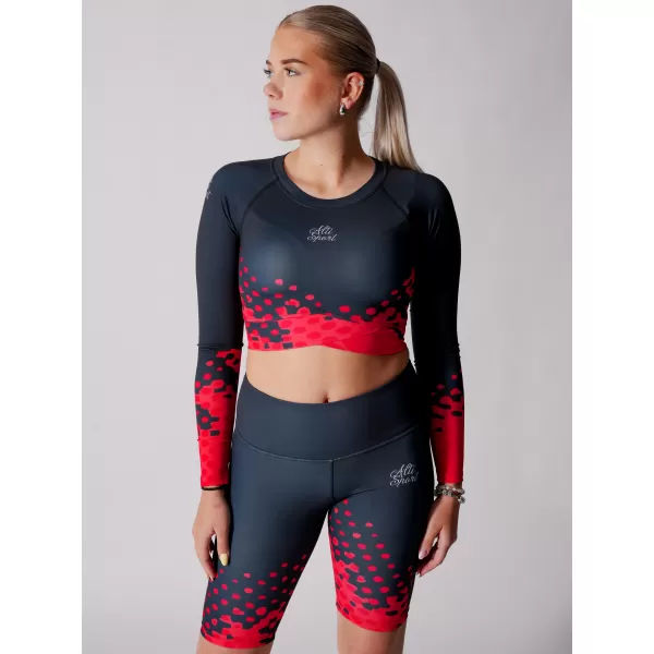  Dámský funkční crop top premium ALTISPORT VOJ/ALW109TR04 ČERVENO-ČERNÁ 