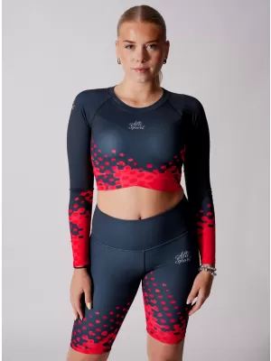 Dámský funkční crop top premium ALTISPORT VOJ/ALW109TR04 ČERVENO-ČERNÁ