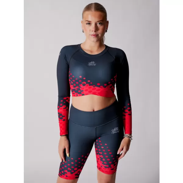  Dámský funkční crop top premium ALTISPORT VOJ/ALW109TR04 ČERVENO-ČERNÁ 