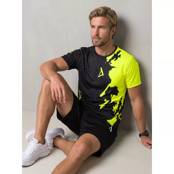  Pánské funkční triko premium ALTISPORT VOJ/ALM112TR01 ČERNÁ-FLUO YELLOW 