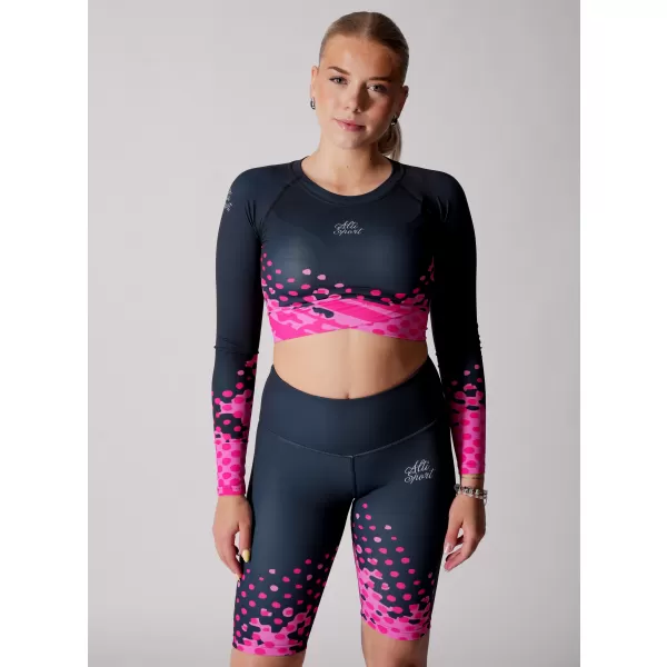  Dámský funkční crop top premium ALTISPORT VOJ/ALW109TR04 RŮŽOVO-ČERNÁ 
