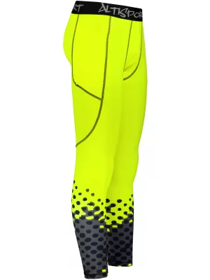 Pánské sportovní legíny dlouhé premium ALTISPORT VOJ/ALM109LEG01 FLUO YELLOW