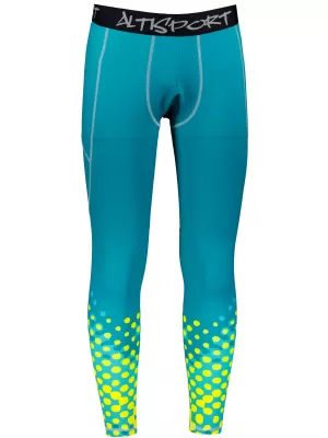 Pánské sportovní legíny dlouhé premium ALTISPORT VOJ/ALM109LEG01 EMERALD-FLUO
