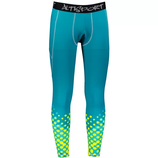  Pánské sportovní legíny dlouhé premium ALTISPORT VOJ/ALM109LEG01 EMERALD-FLUO 