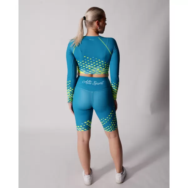  Dámský funkční crop top premium ALTISPORT VOJ/ALW109TR04 EMERALD/FLUO YELLOW 