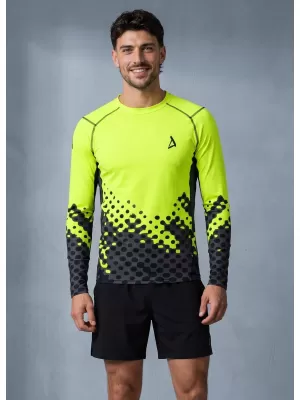Pánské funkční kompresní triko s dlouhým rukávem premium ALTISPORT VOJ/ALM109TR03 FLUO YELLOW