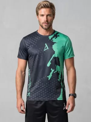 Pánské funkční triko premium ALTISPORT VOJ/ALM112TR01 ČERNÁ-TYRKYSOVÁ