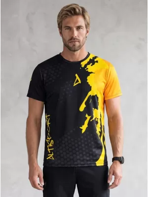 Pánské funkční triko premium ALTISPORT VOJ/ALM112TR01 ČERNÁ-FLUO ORANGE