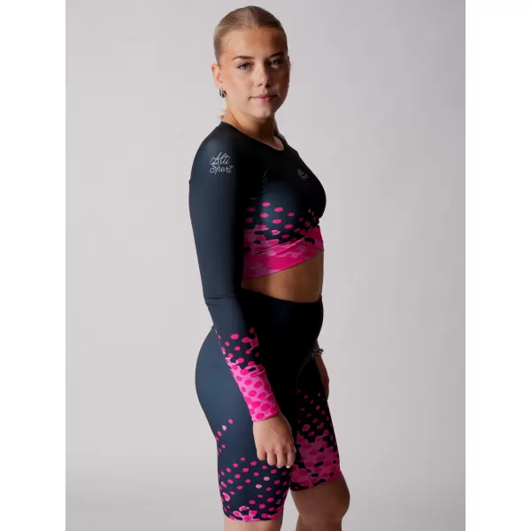  Dámský funkční crop top premium ALTISPORT VOJ/ALW109TR04 RŮŽOVO-ČERNÁ 